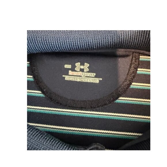Under Armour Men’s Navy Blue Striped Polo Shirt Size Small - Picture 4 of 7